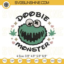 Weed Doobie Monster Embroidery Design File, Funny Weed Doobie Embroidery Pattern