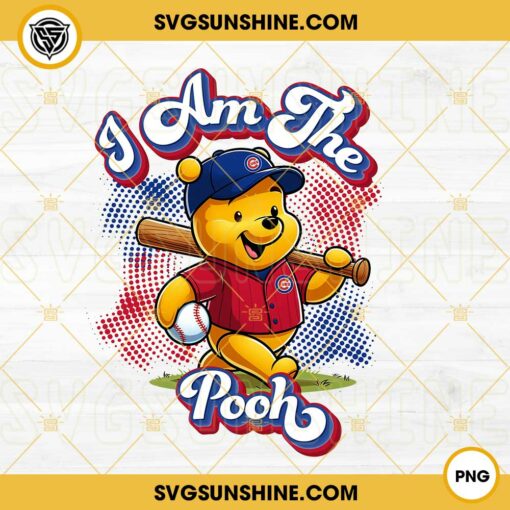 Winnie The Pooh Chicago Cubs Baseball PNG Design File