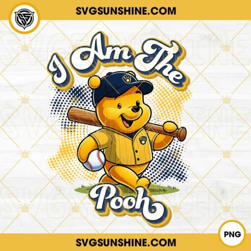 Winnie The Pooh Milwaukee Brewers Baseball PNG Design File