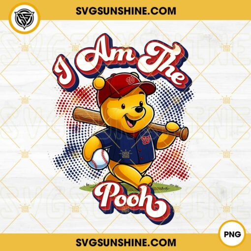 Winnie The Pooh Washington Nationals Baseball PNG Design File