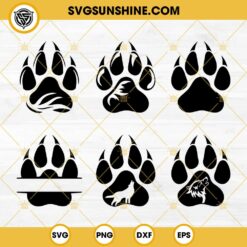 Wolf Paw Silhouette SVG, Paw Monogram SVG PNG DXF EPS