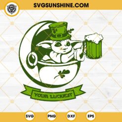Yoda Luckiest SVG, Baby Yoda Beer St Patrick’s Day SVG, Star Wars Baby Yoda Shamrock SVG