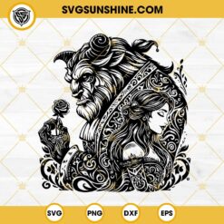 Mandala Zentangle Beauty and The Beast SVG, Belle SVG, Beast SVG