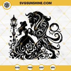 Beauty and The Beast Mandala Zentangle SVG, Belle SVG, Beast SVG