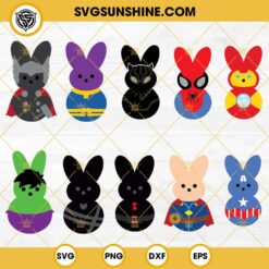 DC Comics Superheroes Peeps Easter SVG, Dc Comics Characters Easter Bunny SVG PNG Bundle 10+ Files