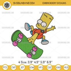 Bart Simpson Skateboard Embroidery Design Files