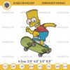Bart Simpson Skateboard Embroidery Pattern, The Simpsons Embroidery Design