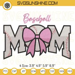 Messy Bun Baseball Mom Embroidery Design, Baseball Mom Embroidery Files