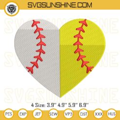 Baseball Softball Heart Embroidery Design Files