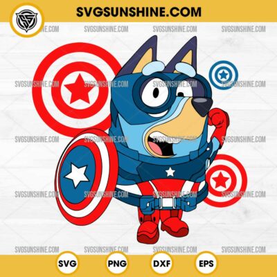 Bluey Captain America SVG, Bluey Marvel Superhero SVG PNG
