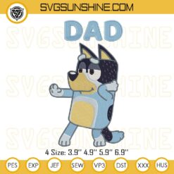 Bluey Dad Embroidery Files, Bandit Heeler Embroidery Designs