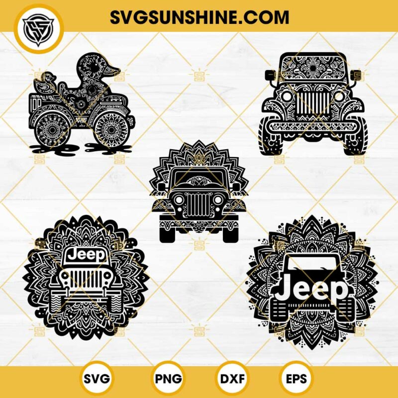 Bundle Jeep SVG, Jeep Mandala SVG, Zentangle Jeep SVG