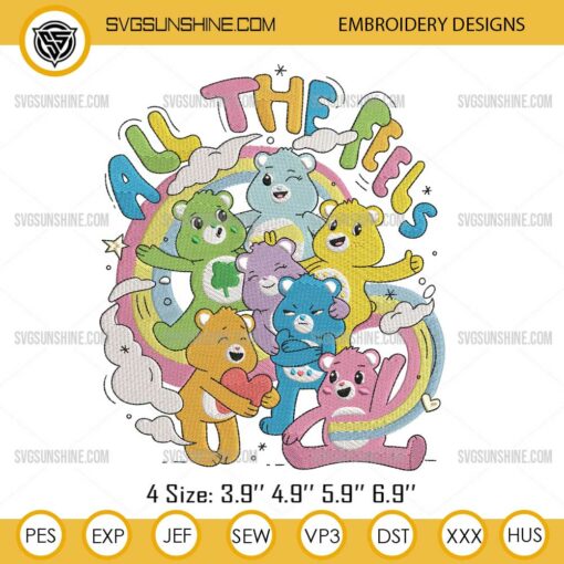 Care Bears Rainbow Embroidery Designs, All The Feel Care Bears Embroidery Files