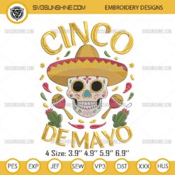 Cinco De Mayo Skull Embroidery Files