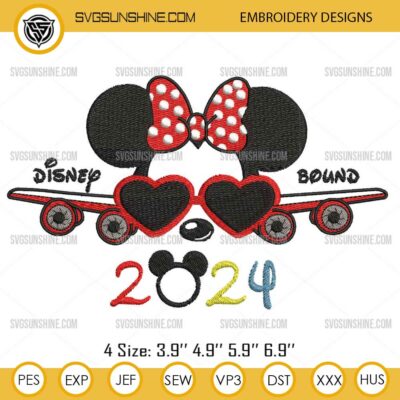 Disney Bound 2024 Embroidery Designs, Minnie Airplane Embroidery Pattern