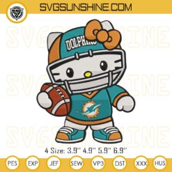 Hello Kitty Football Miami Dolphins Embroidery Design