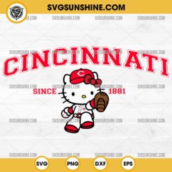 Hello Kitty MLB Cincinnati Reds SVG PNG DXF EPS