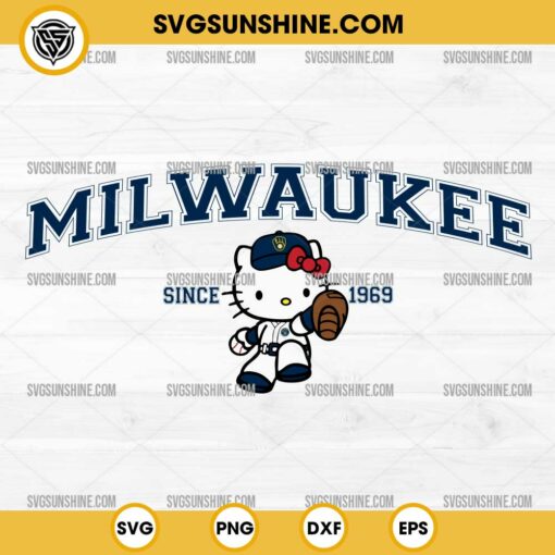 Hello Kitty MLB Milwaukee Brewers SVG PNG DXF EPS