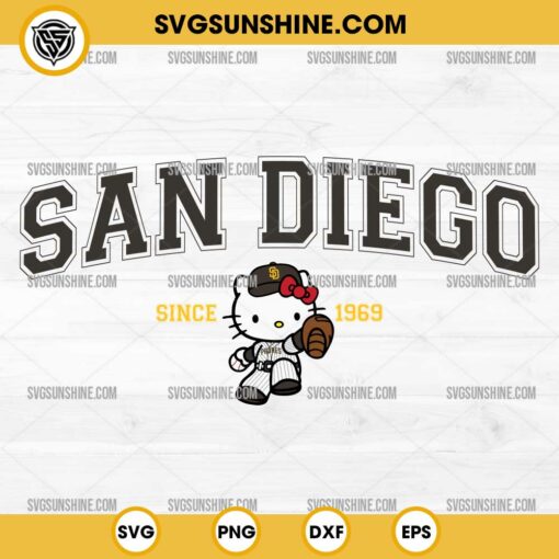 Hello Kitty MLB San Diego Padres SVG PNG DXF EPS