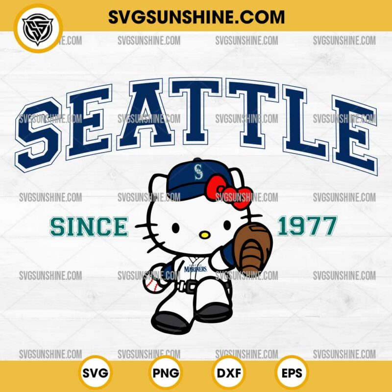 Hello Kitty MLB Seattle Mariners SVG PNG DXF EPS