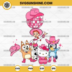 Pink Cowgirl Bluey Hello Kitty SVG, Pink Bluey Bingo Jessie Toy Story SVG PNG