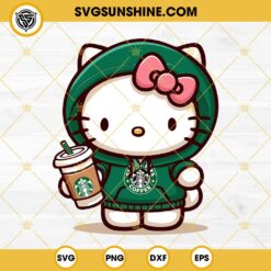 Hello Kitty Starbucks Coffee SVG, Hello Kitty Green Hoodie SVG