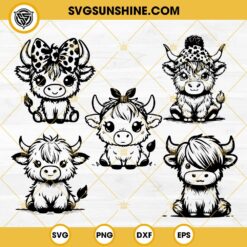 Baby Highland Cow SVG, Highland Cow Silhouette Bundle SVG, Cute Highland Cow SVG