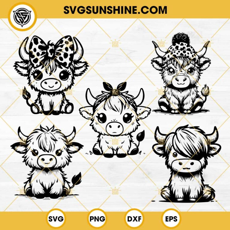 Baby Highland Cow SVG, Highland Cow Silhouette Bundle SVG, Cute ...