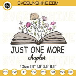 Just One More Chapter Embroidery Files, Flowers Books Embroidery Pattern