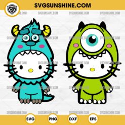Hello Kitty Monster Inc SVG Bundle, Mike and Sulley Hello Kitty SVG, Mike And Sully SVG