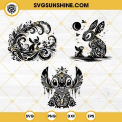 Stitch Mandala SVG 3 Designs, Disney Stitch Silhouette Bundle SVG