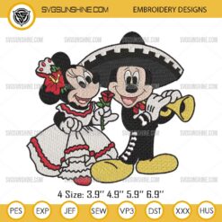 Mexican Mickey And Minnie Embroidery Design, Mickey Minnie Cinco de Mayo Embroidery Files