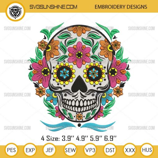 Mexican Sugar Skull Embroidery Designs, Calavera Embroidery Pattern