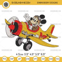 Mickey Mouse Airplane Machine Embroidery Design Files