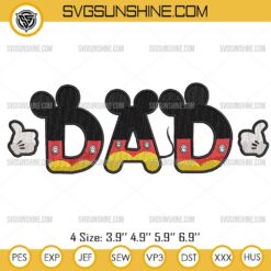 Mickey Mouse Dad Embroidery Files, Disney Father’s Day Embroidery Design