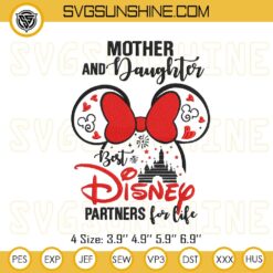 Mother And Daughter Disney Embroidery Design, Disney Castle Minnie Mouse Embroidery Files