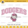 Pink Hello Kitty LA Dodgers Embroidery Design, Hello Kitty Baseball Embroidery Files