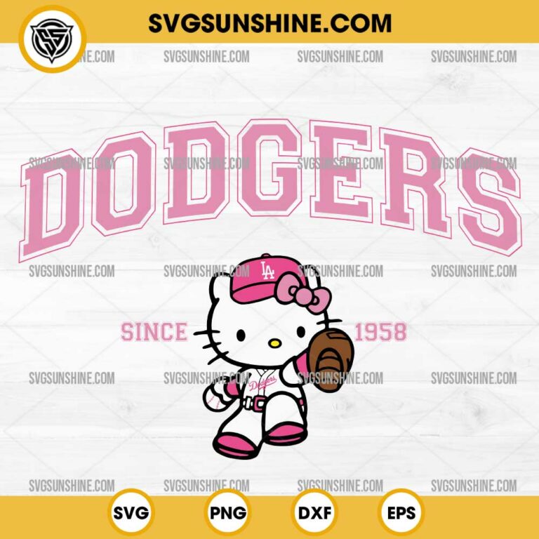 Pink Hello Kitty Los Angeles Dodger Baseball Svg