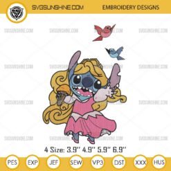Stitch Aurora Princess Embroidery Files, Sleeping Beauty Princess Embroidery Design