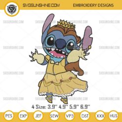Stitch Belle Embroidery Design Files, Princess Beauty And The Beast Embroidery Pattern