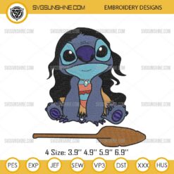 Stitch Moana Embroidery Design Files, Stitch Disney Princess Embroidery Files