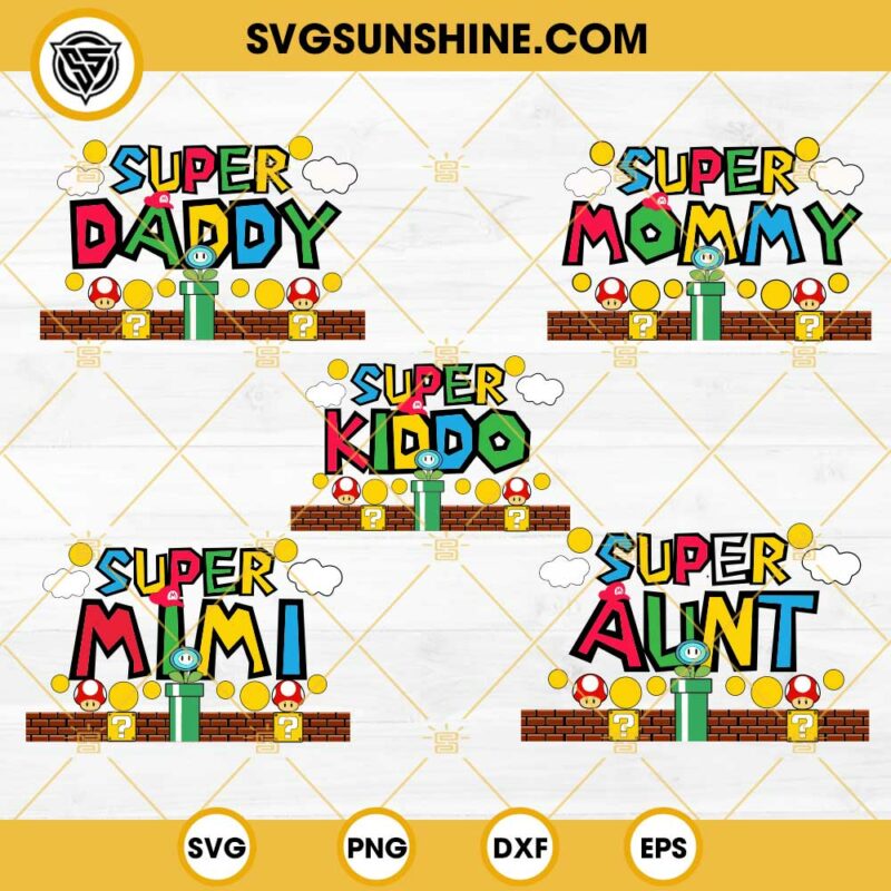 Super Mario Family Bundle SVG, Super Mario Mommy SVG, Daddy SVG, Mimi ...