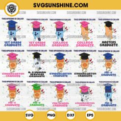 Bluey Graduate SVG Bundle, Bluey Graduation SVG, Pre-K Kindergarten Graduate Bluey SVG PNG 15 Designs