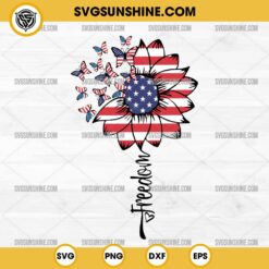 Freedom Sunflower American Flag SVG, Sunflower And Butterfly Usa Flag SVG, 4th Of July Sunflower SVG, Patriotic Sunflower SVG