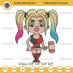 Chibi Harley Quinn Embroidery Design Files