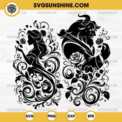 Beauty and The Beast Mandala Zentangle SVG, Belle SVG, Beast SVG