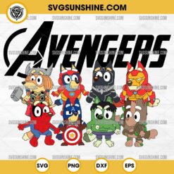 Bluey Characters Avengers SVG, Bluey Avengers Superheroes SVG PNG