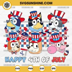 Bluey Happy 4th Of July SVG, Bluey Patriotic SVG, Bluey Characters American SVG