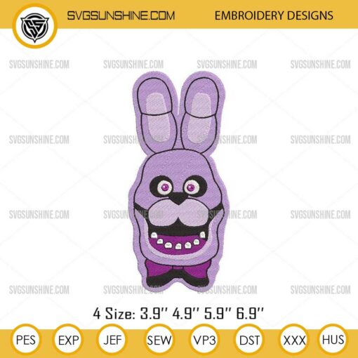 Bonnie FNAF Embroidery Design, Five Nights at Freddy's Machine Embroidery Designs