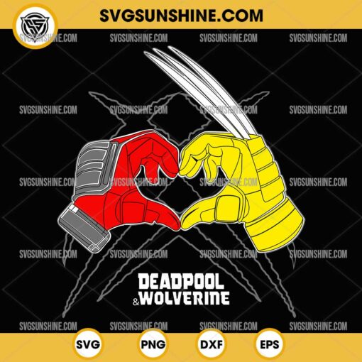 Deadpool & Wolverine Hand Heart SVG PNG